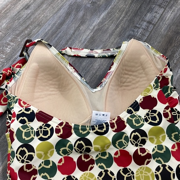 Lands’ End floral polkadot print one piece halter swimsuit - Picture 5 of 9